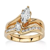 Womens 1 3/8 CT. T.W. Cubic Zirconia 18K Gold Over Brass Bridal Set