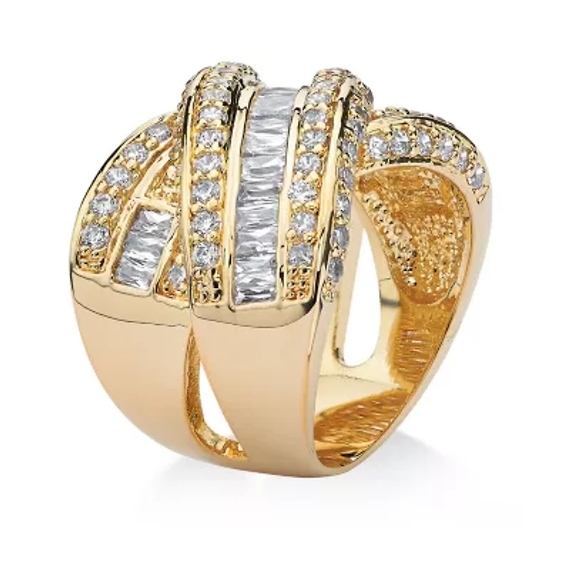 Womens 3 3/4 CT. T.W. Cubic Zirconia 14K Gold Over Brass Cocktail Ring