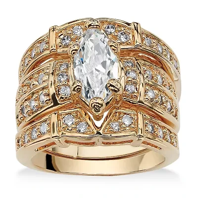 Womens 3 CT. T.W. Cubic Zirconia 14K Gold Over Brass Bridal Set