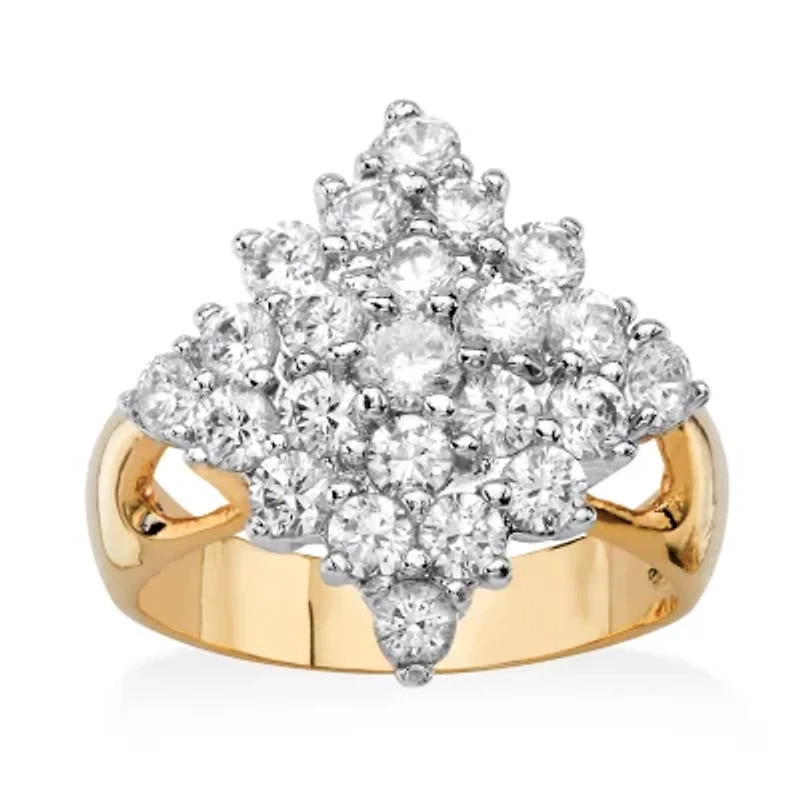 Womens 1 / CT. T.W. Cubic Zirconia 14K Gold Over Brass Cocktail Ring