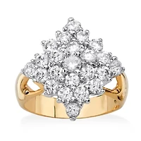 Womens 1 / CT. T.W. Cubic Zirconia 14K Gold Over Brass Cocktail Ring