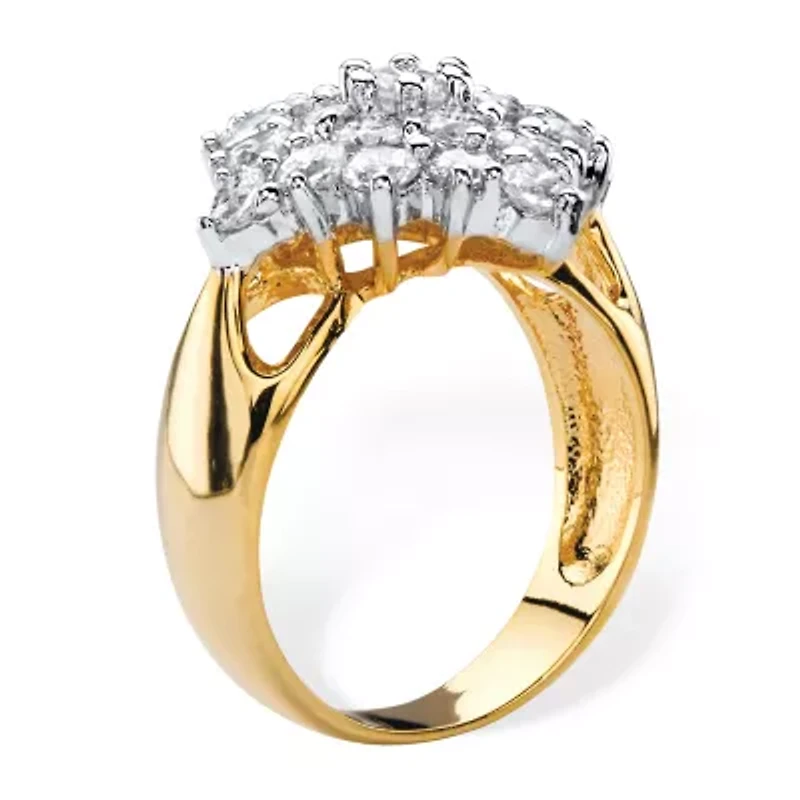 Womens 1 / CT. T.W. Cubic Zirconia 14K Gold Over Brass Cocktail Ring