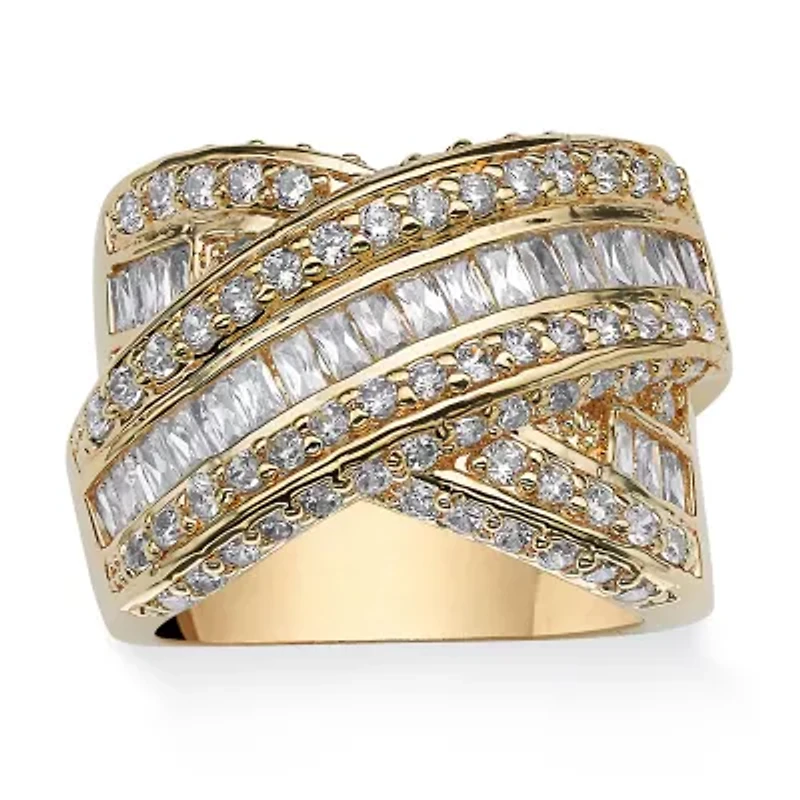 Womens 3 3/4 CT. T.W. Cubic Zirconia 14K Gold Over Brass Cocktail Ring