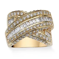 Womens 3 3/4 CT. T.W. Cubic Zirconia 14K Gold Over Brass Cocktail Ring