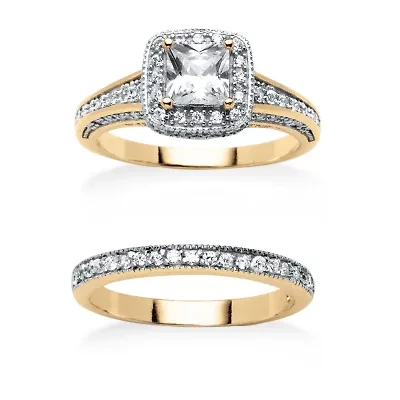 Womens 1/ CT. T.W. Cubic Zirconia 18K Gold Over Brass Bridal Set