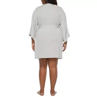 Ambrielle Womens-Plus Kimono Robe 3/4 Sleeve Knee Length