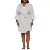Ambrielle Womens-Plus Kimono Robe 3/4 Sleeve Knee Length
