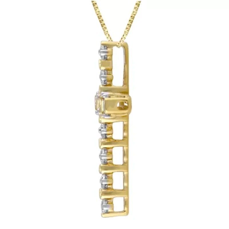 Womens 1/4 CT. T.W. Natural White Diamond 10K Gold Cross 18 Inch Pendant Necklace