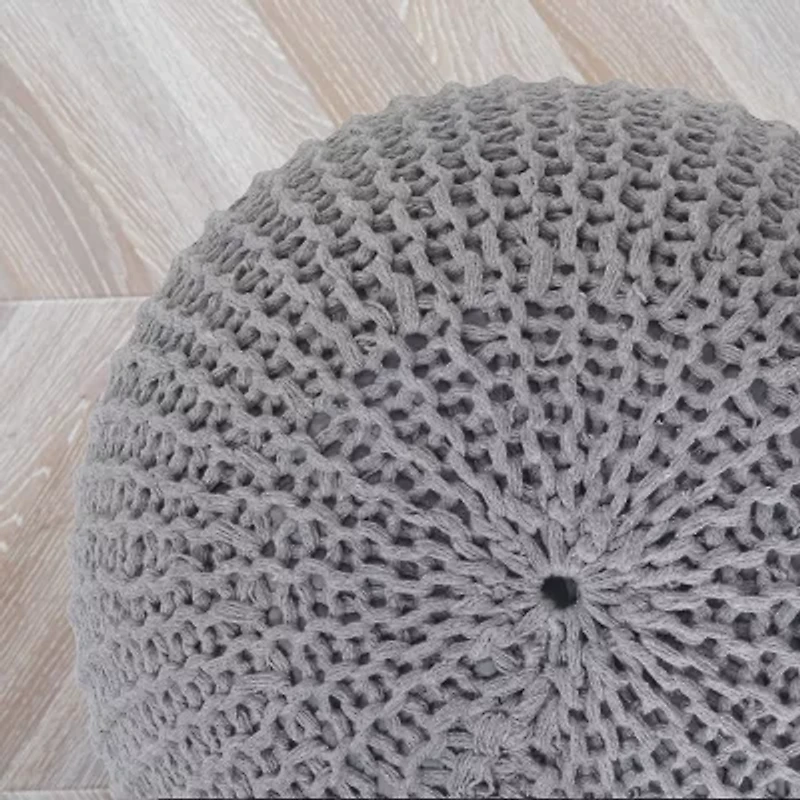 Urban Shop Round Knit Pouf Ottoman