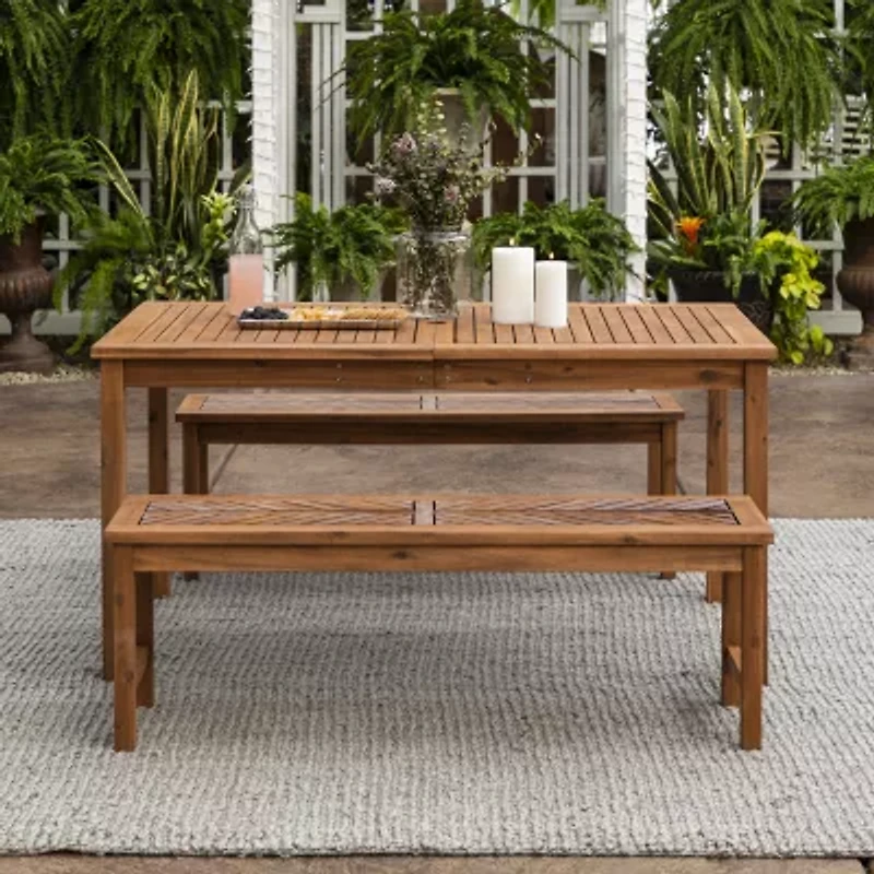 Walker Edison Vincent Collection 3-pc. Weather Resistant Rectangular Dining Set