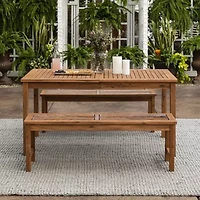 Walker Edison Vincent Collection 3-pc. Weather Resistant Rectangular Dining Set