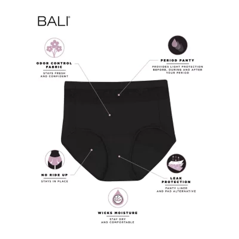 Bali Beautifully Confident With Leak Protection Womens Period + Resistant Brief Panty Dfllb1