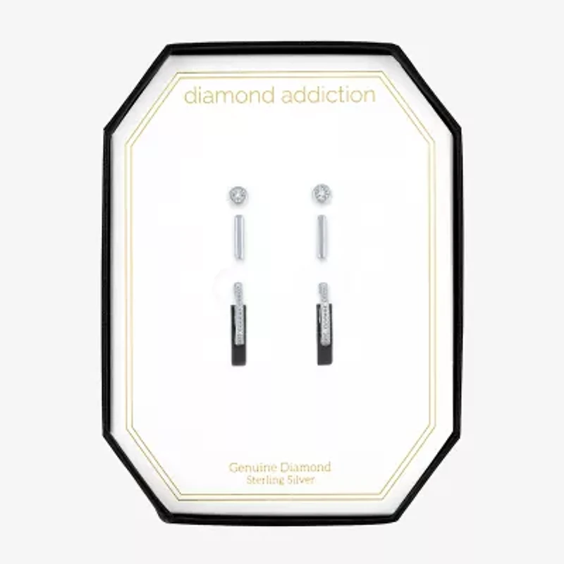 Diamond Addiction Diamond Accent 3 Pair Earring in Sterling Silver