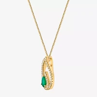Womens 1/ CT. T.W. Genuine Green Emerald 10K Gold 18 Inch Pendant Necklace