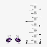 Toi Et Moi Genuine Gemstone &  1/5 CT. T.W. Lab Grown Diamond 10K White Gold 8.1mm Pear Stud Earrings