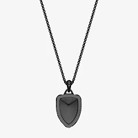 Shield Mens Stainless Steel 24 Inch Pendant Necklace