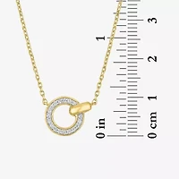 (G-H / I1-I2) Womens 1/10 CT. T.W. Lab Grown White Diamond 14K Gold Over Silver Circle 16 Inch Pendant Necklace