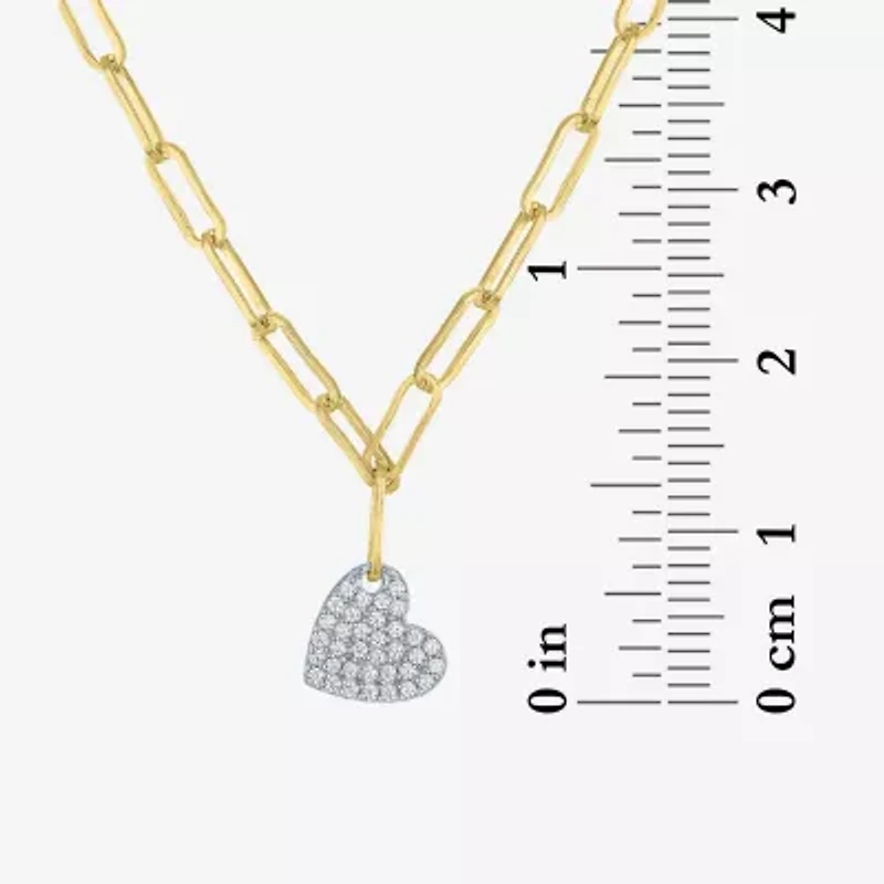 Diamond Addiction (G-H / I1-I2) Womens 1/10 CT. T.W. Lab Grown White Diamond 14K Gold Over Silver Heart 18 Inch Pendant Necklace