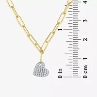 Diamond Addiction (G-H / I1-I2) Womens 1/10 CT. T.W. Lab Grown White Diamond 14K Gold Over Silver Heart 18 Inch Pendant Necklace