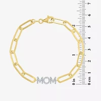 Diamond Addiction "Mom" (G-H / I1-I2) Womens 14K Gold Over Silver Sterling Silver 8 Inch Paperclip Chain Bracelet