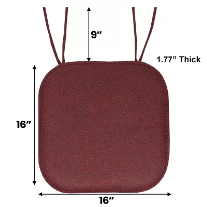 Sweet Home Collection™ Herringbone Stitch Memory Foam Non-Slip 16" x Chair Cushion Pad with Ties