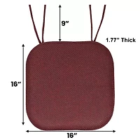 Sweet Home Collection™ Herringbone Stitch Memory Foam Non-Slip 16" x Chair Cushion Pad with Ties