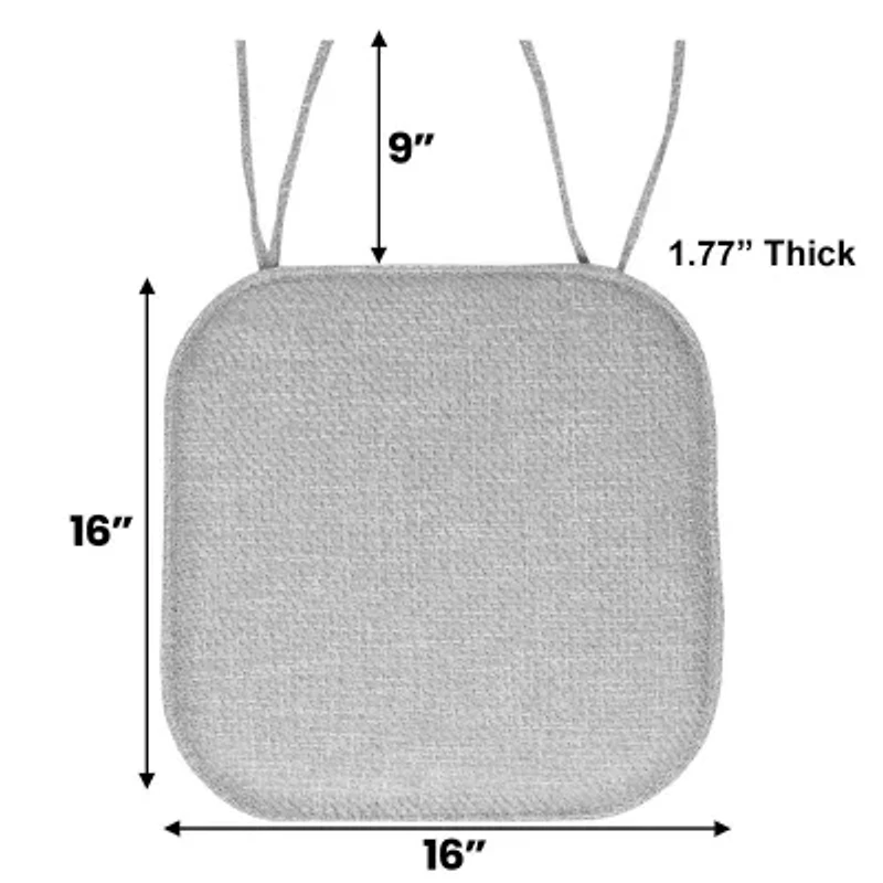Sweet Home Collection™ Herringbone Stitch Memory Foam Non-Slip 16" x Chair Cushion Pad with Ties