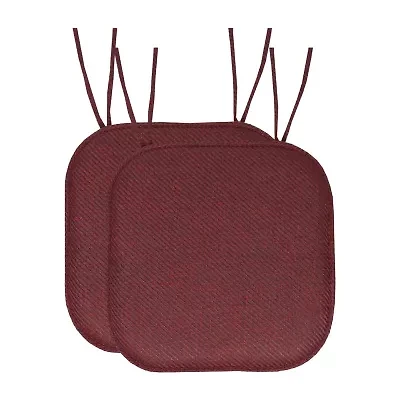 Sweet Home Collection™ Herringbone Stitch Memory Foam Non-Slip 16" x Chair Cushion Pad with Ties