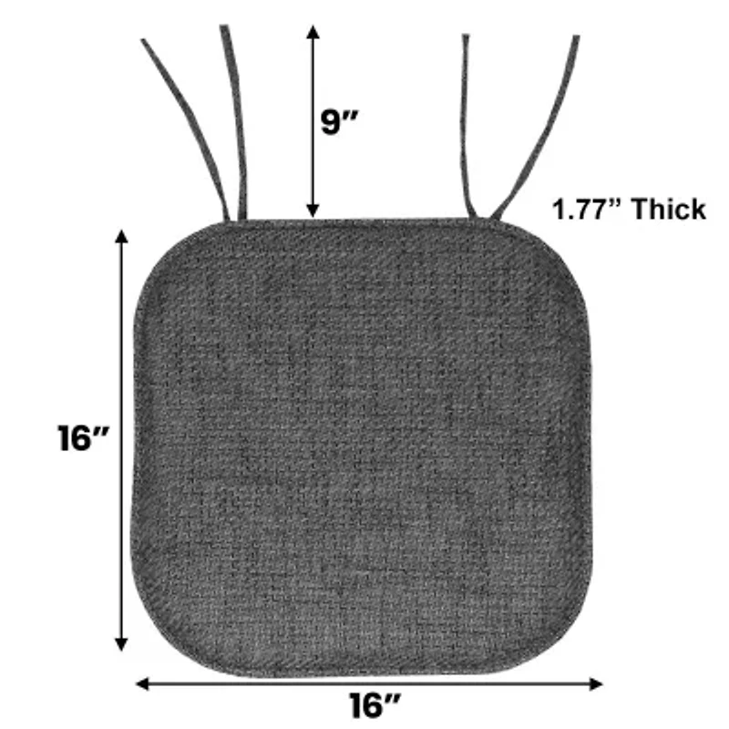 Sweet Home Collection™ Herringbone Stitch Memory Foam Non-Slip 16" x Chair Cushion Pad with Ties