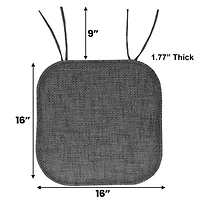 Sweet Home Collection™ Herringbone Stitch Memory Foam Non-Slip 16" x Chair Cushion Pad with Ties