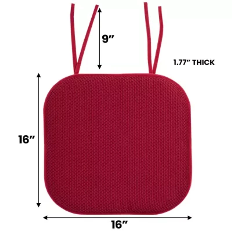 Sweet Home Collection™ Honeycomb Memory Foam Non-Slip 16" x Chair Cushion Pad with Ties