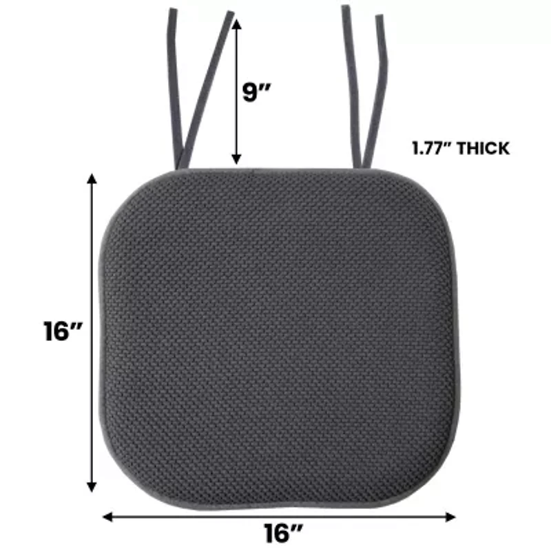 Sweet Home Collection™ Honeycomb Memory Foam Non-Slip 16" x Chair Cushion Pad with Ties