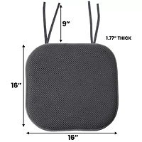 Sweet Home Collection™ Honeycomb Memory Foam Non-Slip 16" x Chair Cushion Pad with Ties