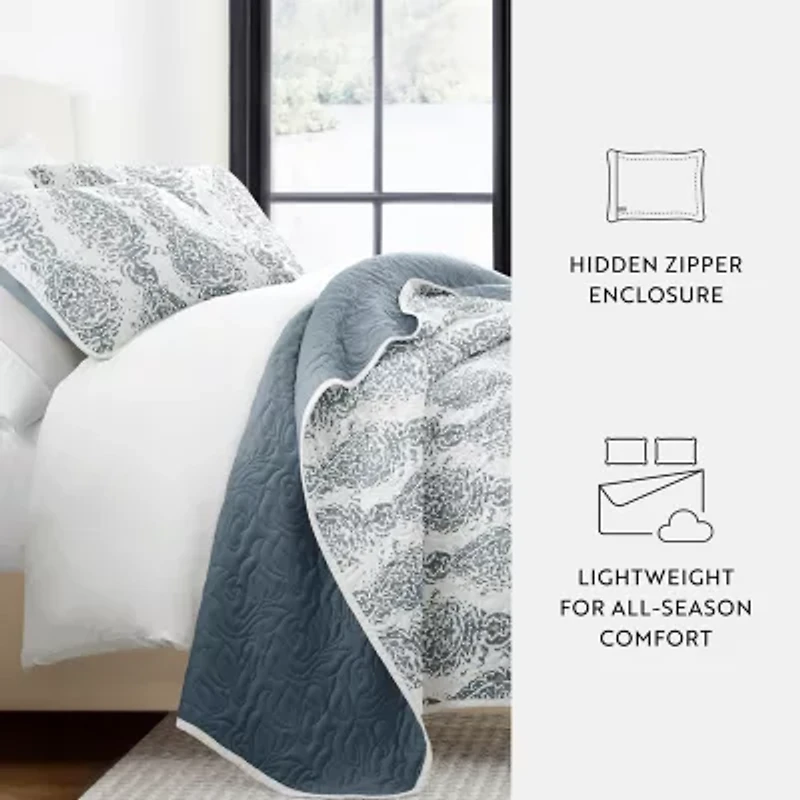 Casual Comfort Damask Reversible Quilt Set