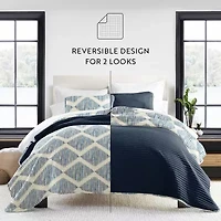 Casual Comfort Pattern Reversible Contemporary Lightweight 3 Pc. Quilt Set
