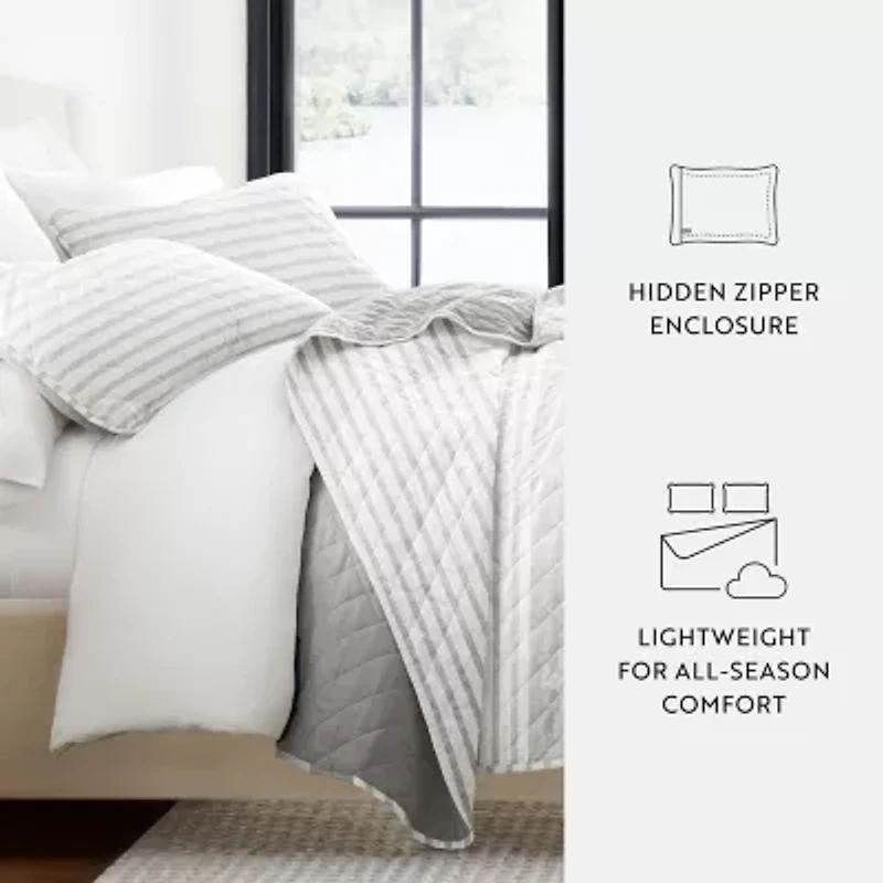 Casual Comfort Summer Stripes Reversible Quilt Set