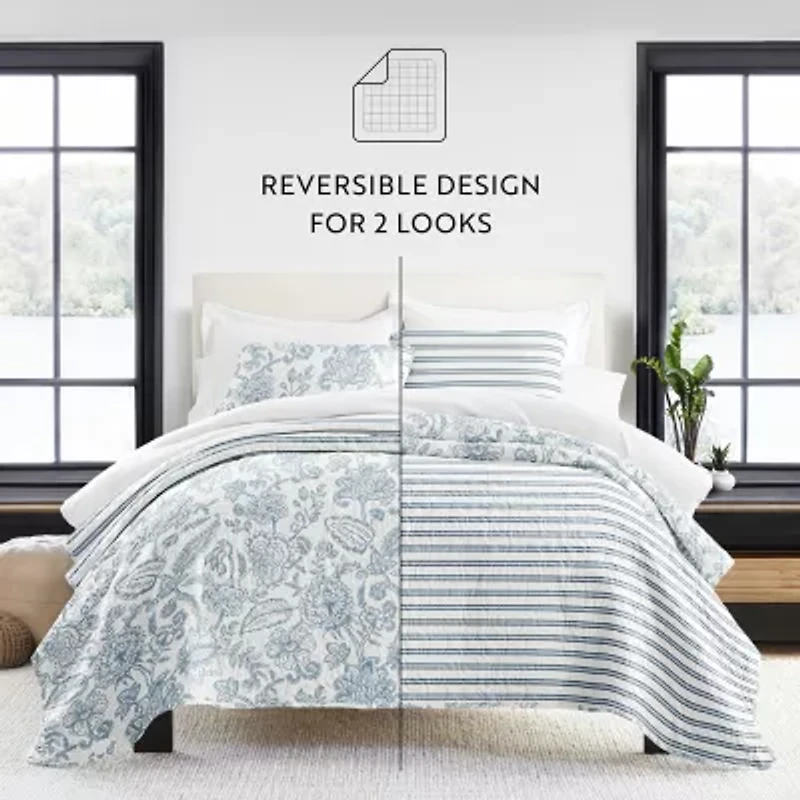 Casual Comfort Pattern Modern Reversible Quilt Set