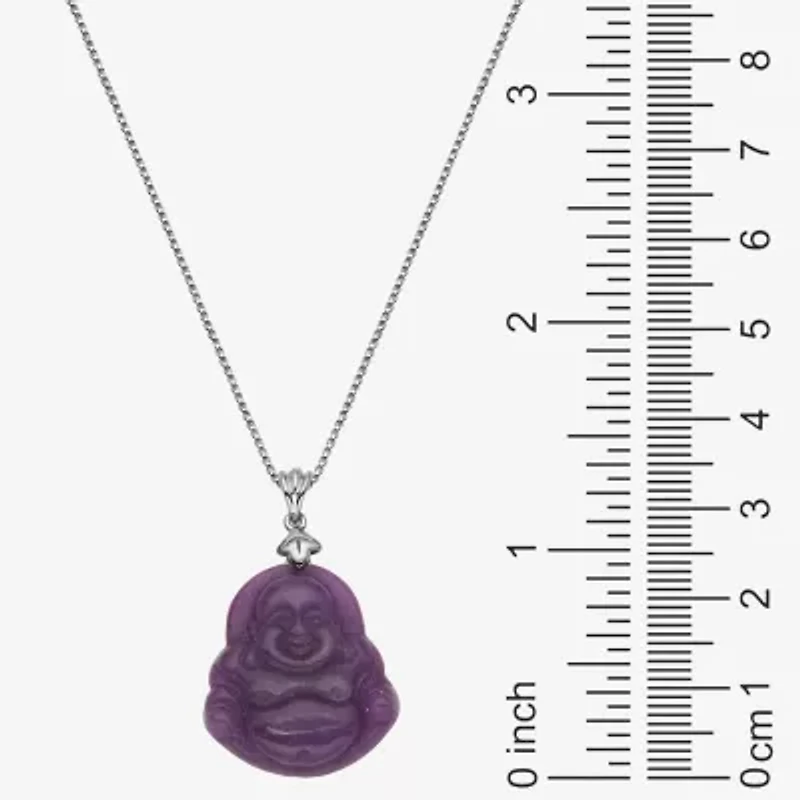 Buddha Womens Genuine Purple Jade Sterling Silver 18 Inch Pendant Necklace
