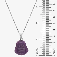 Buddha Womens Genuine Purple Jade Sterling Silver 18 Inch Pendant Necklace