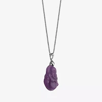 Buddha Womens Genuine Purple Jade Sterling Silver 18 Inch Pendant Necklace
