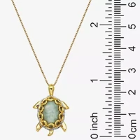 Jade Turtle Pendant Necklace 14K/Sterling Silver