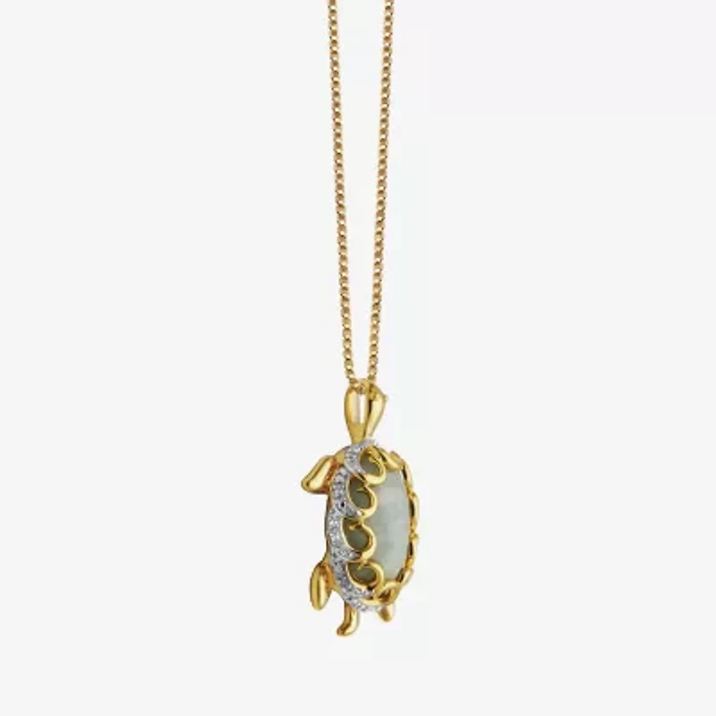 Jade Turtle Pendant Necklace 14K/Sterling Silver
