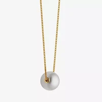 Womens White Cultured Freshwater Pearl 18K Gold Over Silver 18 Inch Pendant Necklace