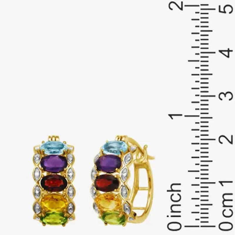 Multi-Gemstone and Diamond-Accent Hoop Earrings