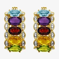 Multi-Gemstone and Diamond-Accent Hoop Earrings