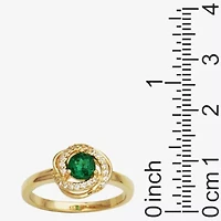 Womens Lab Created Green Quartz 18K Gold Over Silver Knot Cocktail Ring