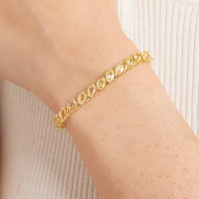 Womens Genuine Orange Citrine 18K Gold Over Silver Tennis Bracelet