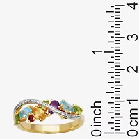 Womens Multi Color 18K Gold Over Silver Infinity Cluster Cocktail Ring