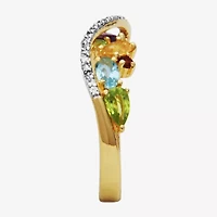 Womens Multi Color 18K Gold Over Silver Infinity Cluster Cocktail Ring