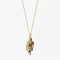 Womens Genuine Multi Color 18K Gold Over Silver 18 Inch Pendant Necklace